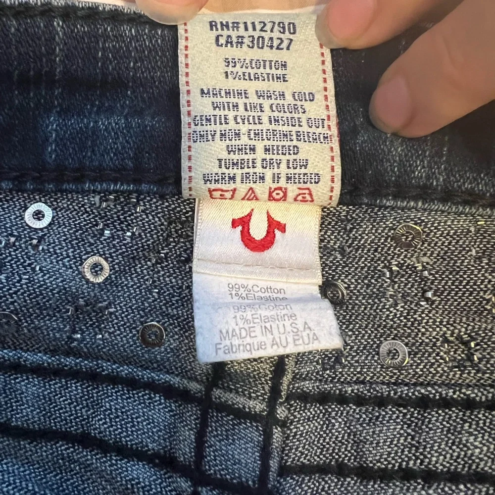 NWOT $229 True Religion Studded Pocket Flap Flare Joey Jeans - Picture 10 of 11